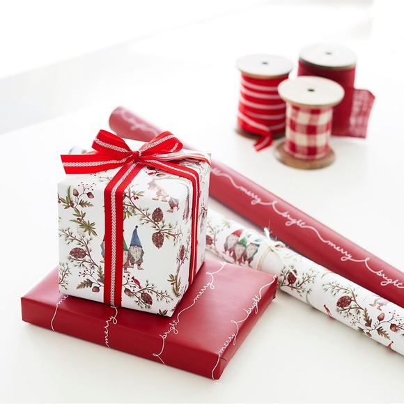 Pottery Barn Wooden Spool of Red and White Grosgrain Ribbon - Picture 15 of 16